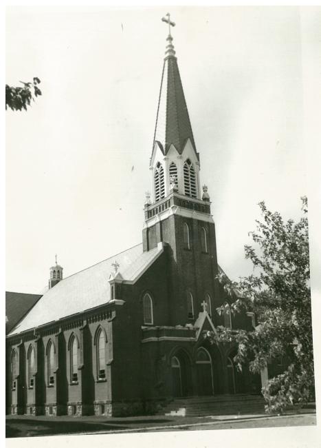 St Mary's church in black and white, view one