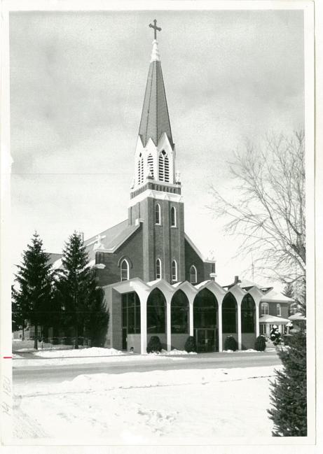 St Mary's church in black and white, view two